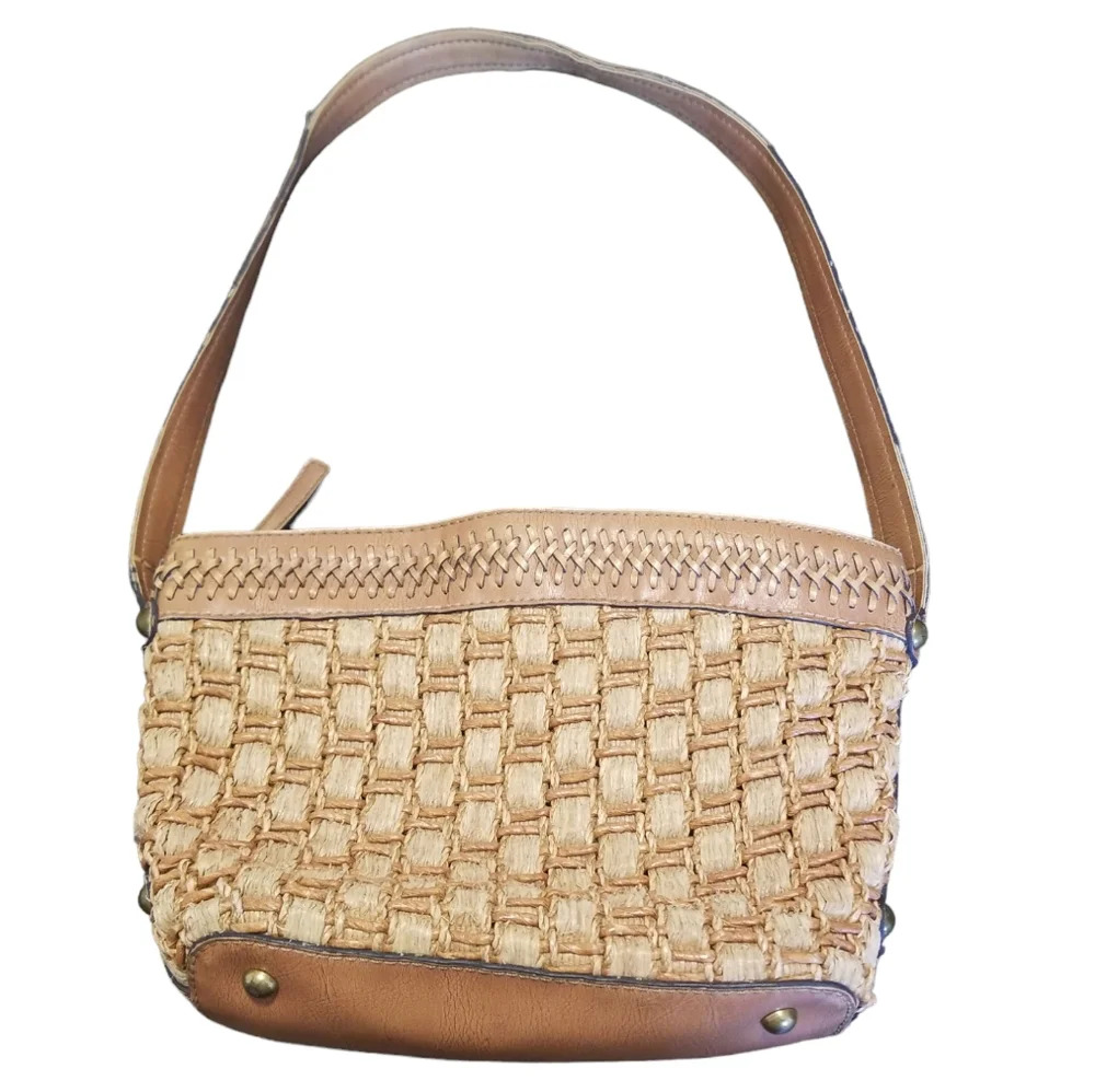 Fossil Rattin and Leather Boho Shoulder Bag